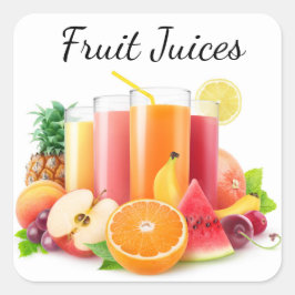 Adesivo Quadrado Sumos de fruta frescos