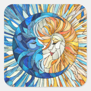 Adesivo Quadrado Sun e Moon Mosaico Art