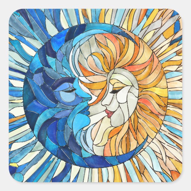 Adesivo Quadrado Sun e Moon Mosaico Art (Frente)