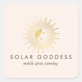 Adesivo Quadrado Sun Goddese Girl Logo Spray Tanning Salon Pink