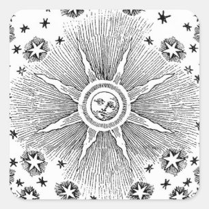 Adesivo Quadrado Sun Stars Antiguamente Night Sky Medieval Zodieval