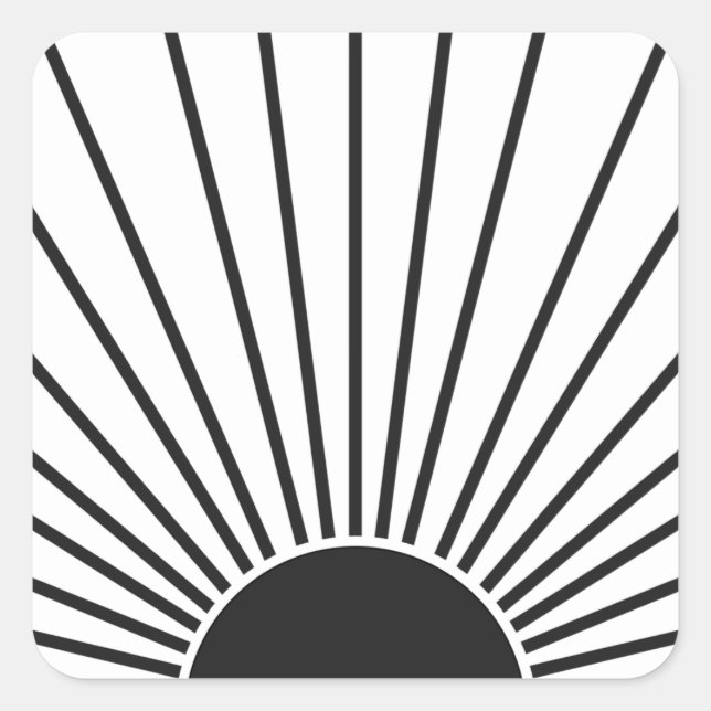 Adesivo Quadrado Sun Sunrise Black And White Abstrato Sunshine (Frente)