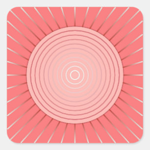 Adesivo Quadrado Sunburst Geométrico Moderno - Cor-de-rosa Profund