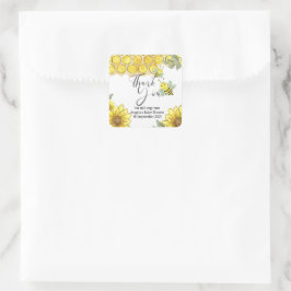 Adesivo Quadrado Sunflower Bee Obrigado por estarem aqui