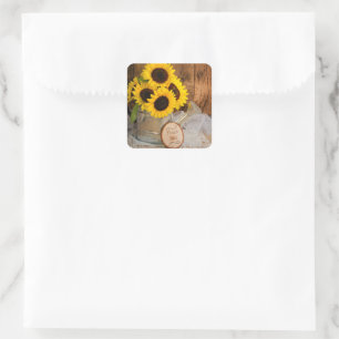 Adesivo Quadrado Sunflower Garden Watering Pode Casar Obrigado