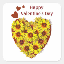 Adesivo Quadrado Sunflower Heart Sticker