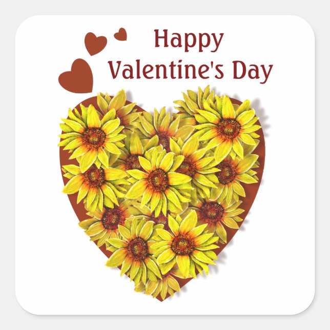 Adesivo Quadrado Sunflower Heart Sticker (Frente)