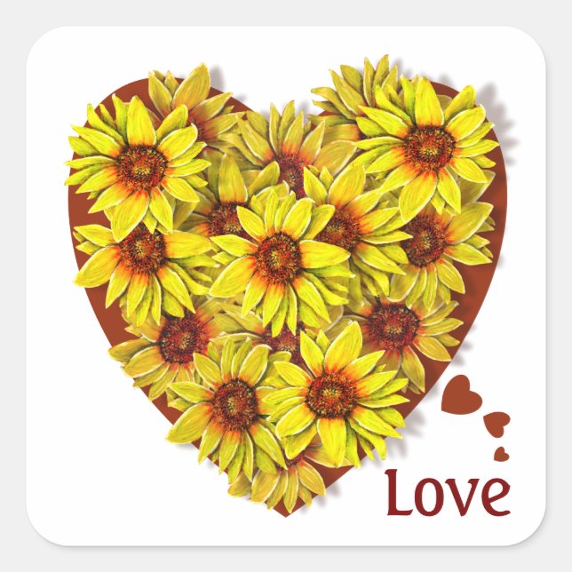 Adesivo Quadrado Sunflower Heart Sticker (Frente)