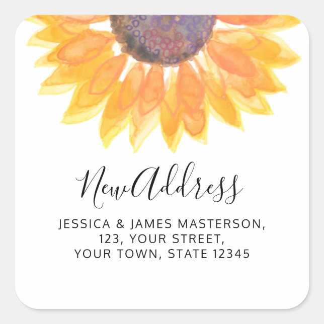 Adesivo Quadrado Sunflower New Address Square Sticker (Frente)