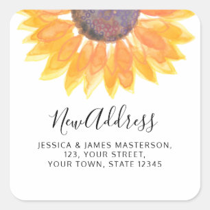 Adesivo Quadrado Sunflower New Address Square Sticker