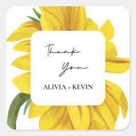 Adesivo Quadrado Sunflower Obrigado Casamento