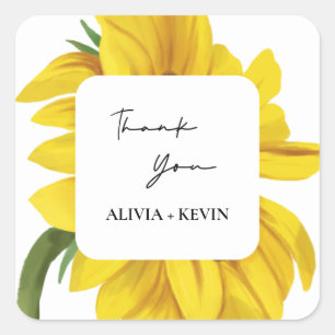 Adesivo Quadrado Sunflower Obrigado Casamento