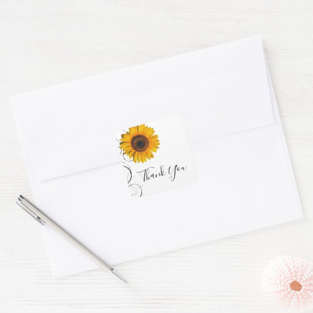 Adesivo Quadrado Sunflower Obrigado Sticker (Envelope)