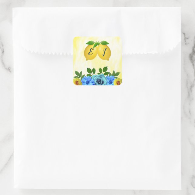 Adesivo Quadrado Sunny Lemon Floral Wedding (Bolsa)
