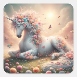 Adesivo Quadrado Sunny Spring Flows Unicorn