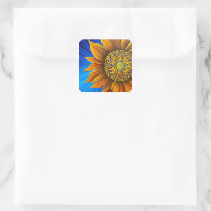 Adesivo Quadrado Sunny Sunflower russo em azul