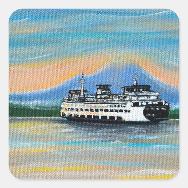 Adesivo Quadrado Sunrise Ferry Painting (Frente)