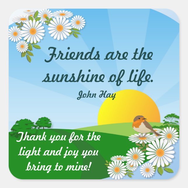 Adesivo Quadrado Sunrise ~ Vinheta de Amizade (Frente)