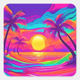 Adesivo Quadrado Sunset Azul e Laranja