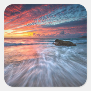 Adesivo Quadrado Sunset espetacular Stone Beach, El