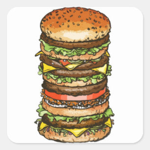 Adesivo Quadrado Super Burger Sticker