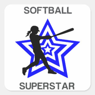 Adesivo Quadrado Super-estrela do Softball feminino 