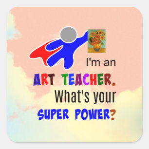 Adesivo Quadrado Super-herói do professor de arte