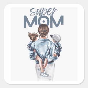 Adesivo Quadrado Super Mãe – Maternidade e Amor Familiar Comoventes