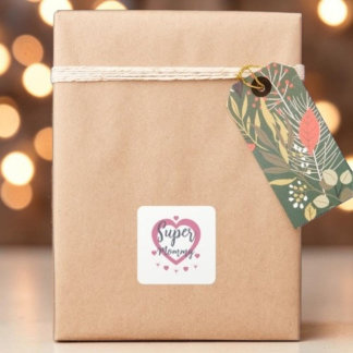 Adesivo Quadrado Super Mommy Personalized Best Mom Gift Sticker