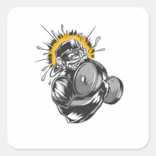 Adesivo Quadrado Super Monkey Gym Design