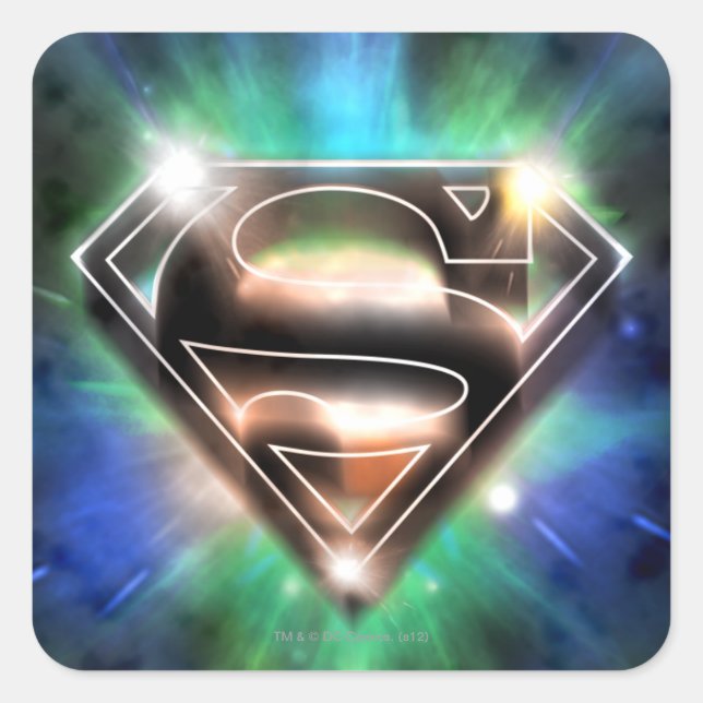 Adesivo Quadrado Superman Estilizado | Logotipo Shiny Burst (Frente)