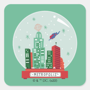 Adesivo Quadrado Superman Metropolis Snow Globe Gráfico