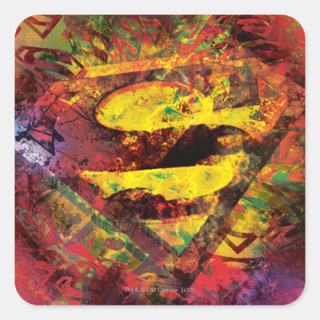Adesivo Quadrado Superman S-Shield | Logotipo Grunge (Frente)