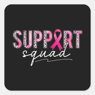 Adesivo Quadrado Suportar Cancer De Fita-Leopardo Rosa-Quadrado
