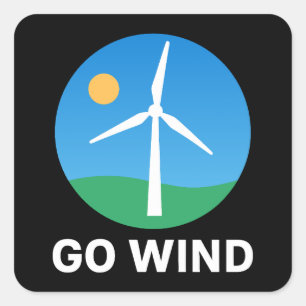 Adesivo Quadrado Suportar energia eólica - Energia eólica Pro Clean