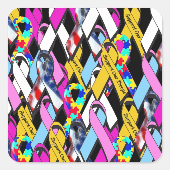 Adesivo Quadrado Suporte a uma causa (Frente)