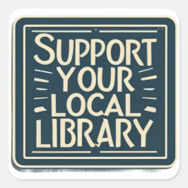 Adesivo Quadrado suporte ao quadrado da biblioteca local