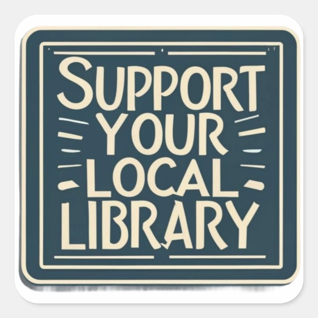 Adesivo Quadrado suporte ao quadrado da biblioteca local (Frente)