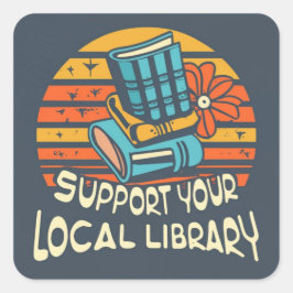 Adesivo Quadrado suporte ao quadrado da biblioteca local