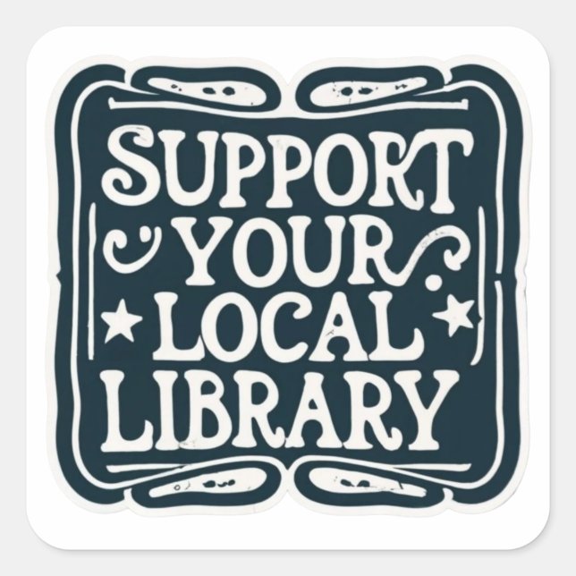 Adesivo Quadrado suporte ao quadrado da biblioteca local (Frente)