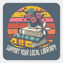 Adesivo Quadrado suporte ao quadrado da biblioteca local