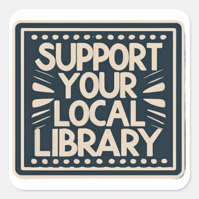 Adesivo Quadrado suporte ao quadrado da biblioteca local (Frente)