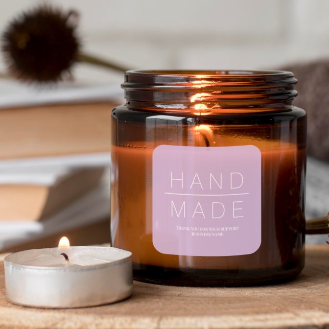 Adesivo Quadrado Suporte Mínimo Lilac para empresas artesanais (Criador carregado)