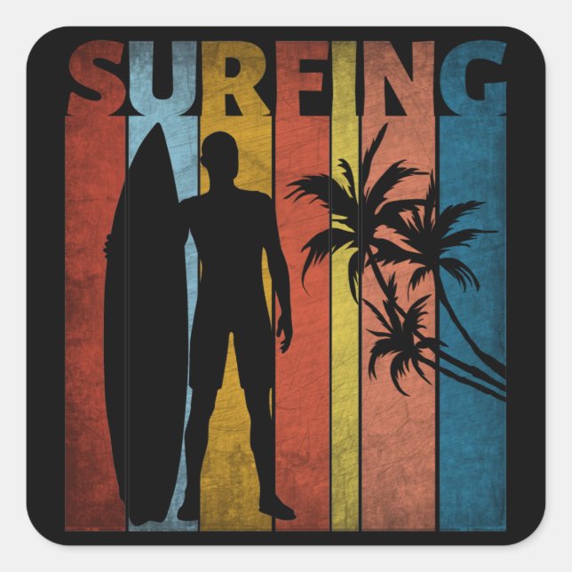 ADESIVO QUADRADO SURFANDO VERÃO TROPICAL (Frente)