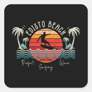 Adesivo Quadrado Surfe em Edisto em Retro