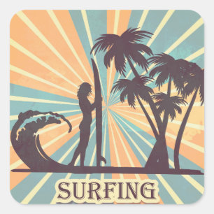 Adesivo Quadrado Surfer Girl