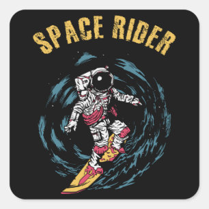 Adesivo Quadrado Surfista Astronauta Espaço Piloto Surfista