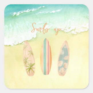 Adesivo Quadrado Surfs Up Assalta O Grande Surfista Aniversário
