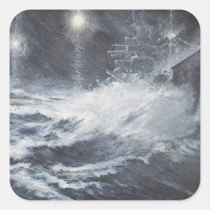 Adesivo Quadrado Surpreendido pela batalha de Starshell Scharnhorst