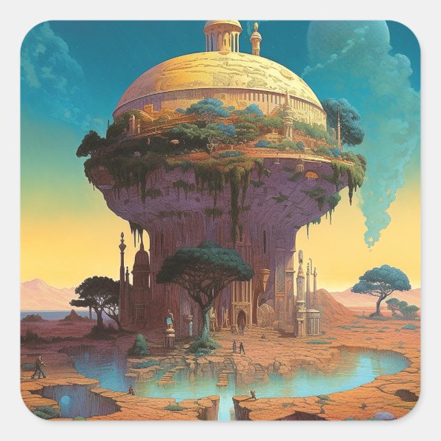 Adesivo Quadrado Surreal Fantasy City in USA (Frente)